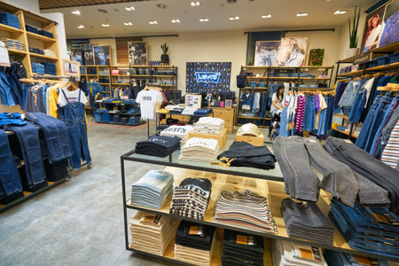 KUALA LUMPUR, MALAYSIA - CIRCA JANUARY, 2020: interior shot of Levi's store in Pavilion Kuala Lumpur shopping centre.のeditorial素材