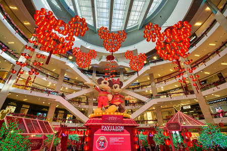 KUALA LUMPUR, MALAYSIA - CIRCA JANUARY, 2020: interior shot of Pavilion Kuala Lumpur shopping centre.のeditorial素材