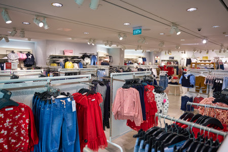 SINGAPORE - JANUARY 19, 2020: interior shot of H&M store in Singapore. H&M is a Swedish...