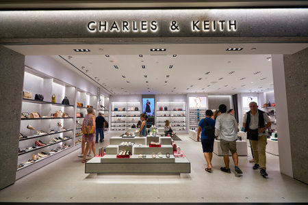 SINGAPORE - CIRCA JANUARY, 2020: entrance to Charles and Keith store in Singaporeのeditorial素材