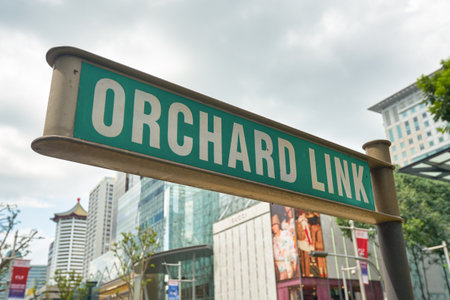 SINGAPORE - CIRCA JANUARY, 2020: close up shot of Orchard Link sign as seen in Singapore at daytime.のeditorial素材