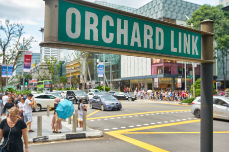 SINGAPORE - CIRCA JANUARY, 2020: close up shot of Orchard Link sign as seen in Singapore at daytime.のeditorial素材