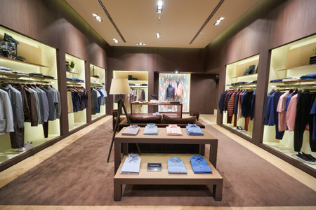 SINGAPORE - CIRCA JANUARY, 2020: interior shot of Ermenegildo Zegna store in ION Orchard shopping mall in Singapore.のeditorial素材