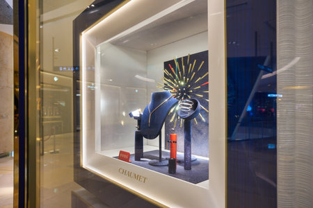 SINGAPORE - CIRCA JANUARY, 2020: jewelries on display at Chaumet store in ION Orchard shopping mall in Singapore.のeditorial素材