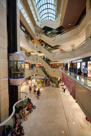 SINGAPORE - CIRCA JANUARY, 2020: interior shot of Wisma Atria shopping centre in Singapore.のeditorial素材