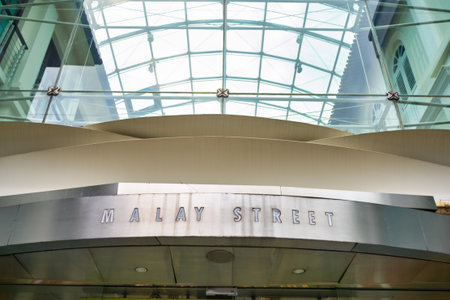 SINGAPORE - CIRCA JANUARY, 2020: close up shot of Malay Street sign as seen in Singapore in the daytime.のeditorial素材