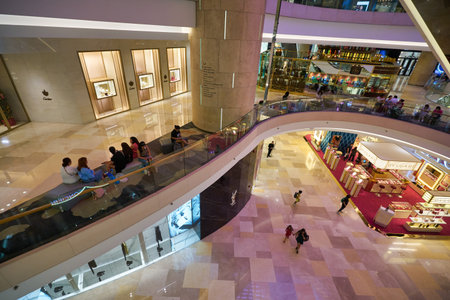 SINGAPORE - CIRCA JANUARY, 2020: interior shot of ION Orchard shopping mall in Singapore.のeditorial素材