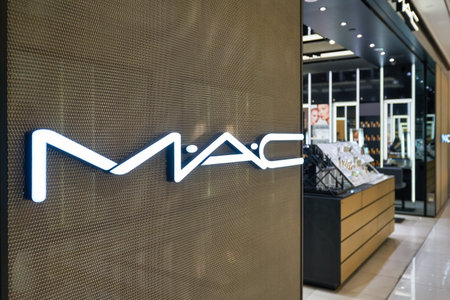 SINGAPORE - CIRCA JANUARY, 2020: close up shot of MAC sign as seen in Nge Ann City shopping center.のeditorial素材