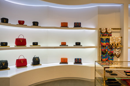 SINGAPORE - JANUARY 20, 2020: interior shot of Versace store at the Shoppes at Marina Bay Sands in...