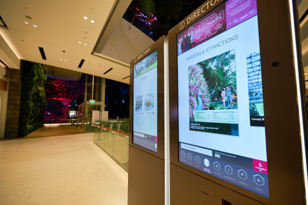 SINGAPORE - CIRCA JANUARY, 2020: interactive touch screen at Singapore Changi International Airport.のeditorial素材