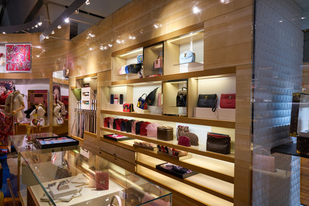 SINGAPORE - JANUARY 20, 2020: interior shot of Louis Vuitton Island Maison at the Shoppes at Marina...