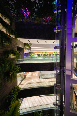 SINGAPORE - CIRCA JANUARY, 2020: interior shot of Singapore Changi International Airport.のeditorial素材