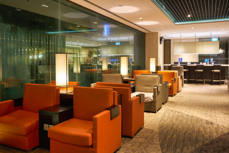 SINGAPORE - CIRCA JANUARY, 2020: interior shot of Dnata Lounge in Singapore Changi Airport.のeditorial素材