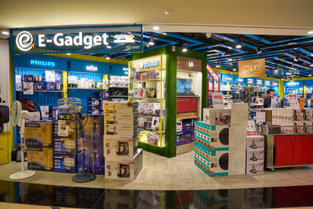 SINGAPORE - CIRCA JANUARY, 2020: goods on display at E-Gadget electronics store in Singapore Changi Airportのeditorial素材