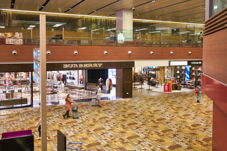 SINGAPORE - CIRCA JANUARY, 2020: interior shot of Singapore Changi Airport.のeditorial素材