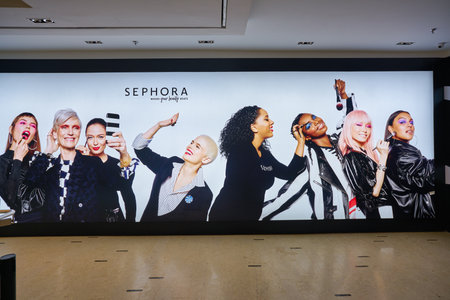 KUALA LUMPUR, MALAYSIA - JANUARY 18, 2020: Sephora ad as seen in Fahrenheit 88 shopping mall in...