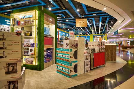 SINGAPORE - CIRCA JANUARY, 2020: goods on display at E-Gadget electronics store in Singapore Changi Airportのeditorial素材