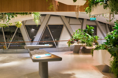 SINGAPORE - CIRCA JANUARY, 2020: interior shot of Singapore Changi International Airport.のeditorial素材