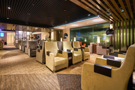 SINGAPORE - CIRCA JANUARY, 2020: interior shot of Dnata Lounge in Singapore Changi Airport.のeditorial素材