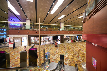 SINGAPORE - CIRCA JANUARY, 2020: interior shot of Singapore Changi Airport.のeditorial素材