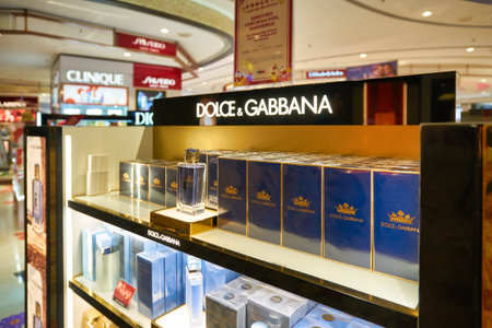SINGAPORE - CIRCA JANUARY, 2020: perfumes on display on display at store in Changi Airport.のeditorial素材