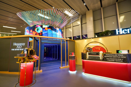SINGAPORE - CIRCA JANUARY, 2020: Hennessy pop up store in Singapore Changi Airportのeditorial素材