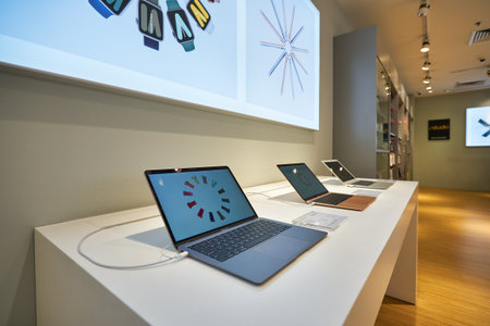 SINGAPORE - CIRCA JANUARY, 2020: goods on display at iStudio store in Singapore Changi Airportのeditorial素材