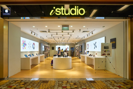 SINGAPORE - CIRCA JANUARY, 2020: goods on display at iStudio store in Singapore Changi Airportのeditorial素材