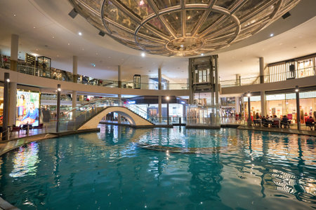 SINGAPORE - JANUARY 20, 2020: the Rain Oculus in the Shoppes at Marina Bay Sands.