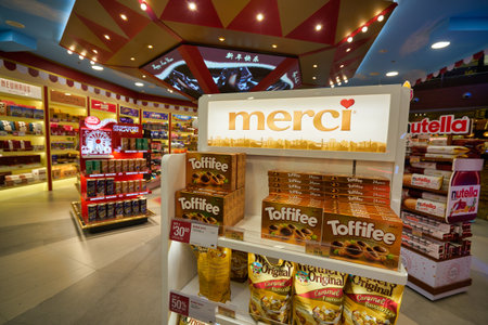 SINGAPORE - CIRCA JANUARY, 2020: Merci sign as seein at a store in Singapore Changi Airport.のeditorial素材