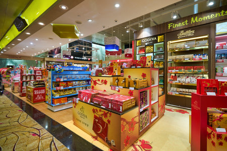 SINGAPORE - CIRCA JANUARY, 2020: sweets on display at store in Singapore Changi Airport.のeditorial素材