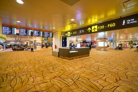 SINGAPORE - CIRCA JANUARY, 2020: interior shot of Singapore Changi Airport. Changi Airport is a major civilian airport that serves Singapore.のeditorial素材