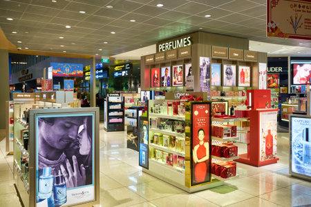 SINGAPORE - CIRCA JANUARY, 2020: personal care products on display at store in Changi Airport.のeditorial素材