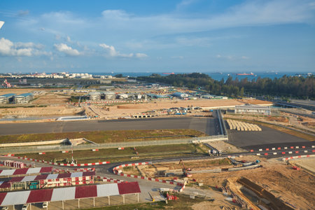 SINGAPORE - CIRCA JANUARY, 2020: view from modern jet aircraft in the daytime.のeditorial素材