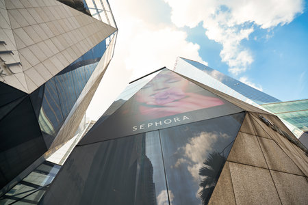 KUALA LUMPUR, MALAYSIA - CIRCA JANUARY, 2020: Sephora sign as seen on a building in Kuala Lumpur in...