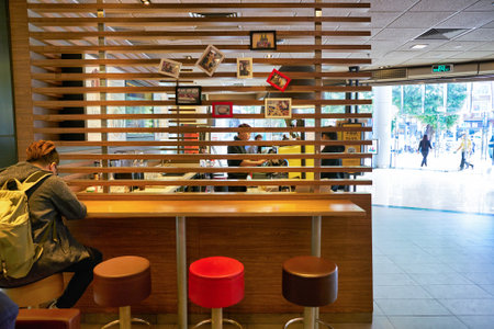 SHENZHEN, CHINA - CIRCA NOVEMBER, 2019: McCafe at a McDonald's restaurant in Shenzhen.のeditorial素材