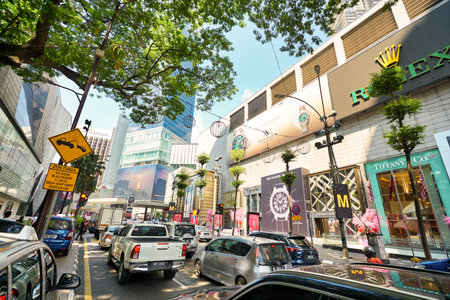 KUALA LUMPUR, MALAYSIA - CIRCA JANUARY, 2020: street level view of Kuala Lumpur in the daytime.のeditorial素材