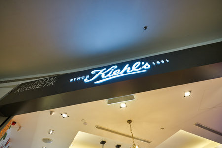KUALA LUMPUR, MALAYSIA - CIRCA JANUARY, 2020: Kiehl's brand name over a store entrance at Nu Sentral shopping mall in Kuala Lumpur.のeditorial素材