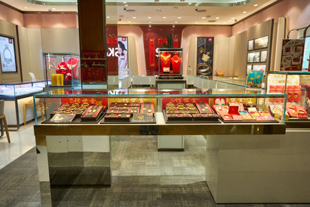 SINGAPORE - JANUARY 20, 2020: interior shot of SK Gold store in the Shoppes at Marina Bay Sands