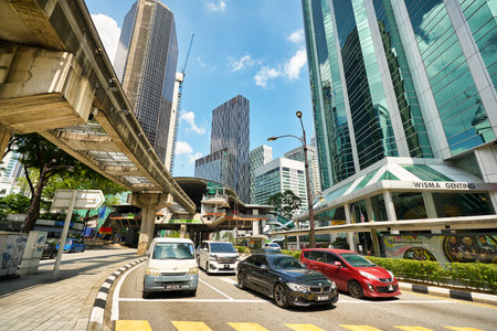 KUALA LUMPUR, MALAYSIA - CIRCA JANUARY, 2020: street level view of Kuala Lumpur in the daytime.のeditorial素材