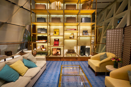 SINGAPORE - JANUARY 20, 2020: interior shot of Louis Vuitton Island Maison at the Shoppes at Marina Bay Sandsのeditorial素材
