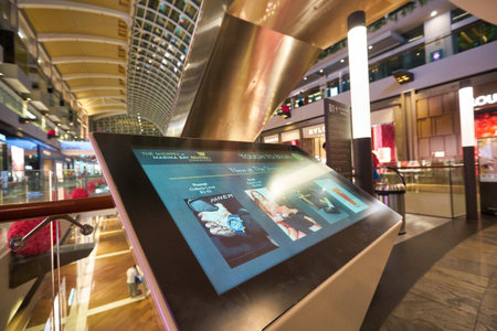 SINGAPORE - JANUARY 20, 2020: interactive touch kiosk seen in the Shoppes at Marina Bay Sands