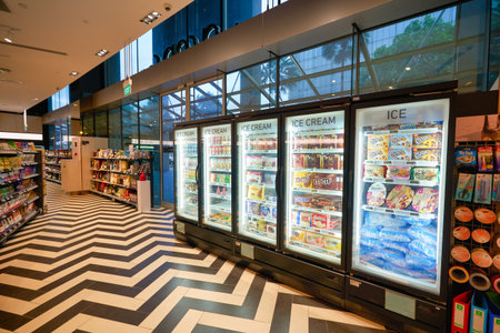 SINGAPORE - JANUARY 20, 2020: interior shot of Jasons Deli at the Shoppes at Marina Bay Sands. Jasons Deli is a supermarket and delicatessen.のeditorial素材