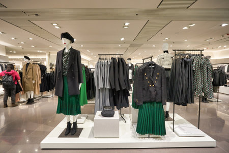 HONG KONG, CHINA - CIRCA DECEMBER, 2019: interior shot of Zara store at Elements shopping mall in...