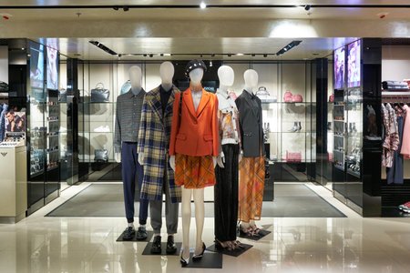 HONG KONG, CHINA - CIRCA DECEMBER, 2019: interior shot of Emporio Armani store in Hong Kongのeditorial素材