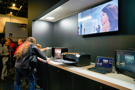 COLOGNE, GERMANY - CIRCA SEPTEMBER, 2018: inkjet printer on display at Canon stand at the Photokina...