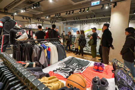 HONG KONG - CIRCA DECEMBER, 2019: interior shot of Nike store in Hong Kong.のeditorial素材