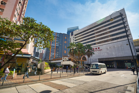 HONG KONG - CIRCA DECEMBER, 2019: street level view of Hong Kongのeditorial素材