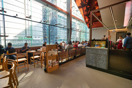 HONG KONG - CIRCA DECEMBER, 2019: Starbucks Coffee in Hong Kong.のeditorial素材