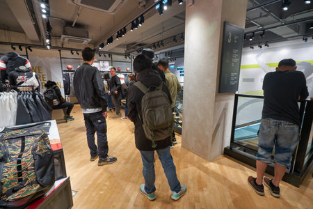 HONG KONG - CIRCA DECEMBER, 2019: interior shot of Nike store in Hong Kong.のeditorial素材